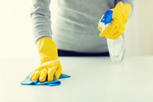Communal entrance cleaning in a Westminster residential building
