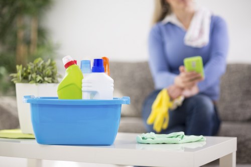 Cleaner preparing a kitchen and bathroom in Westminster home