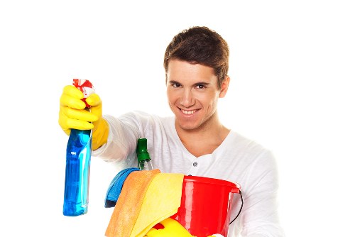 Domestic cleaning in a Westminster apartment kitchen and living area